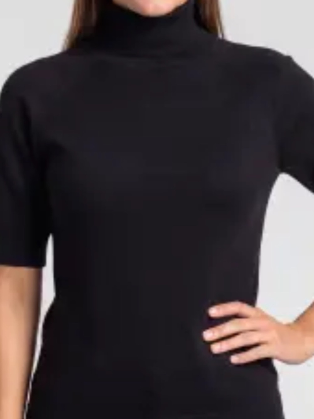 Adrienne Vittadini  Short-Sleeve Merino Wool Turtleneck